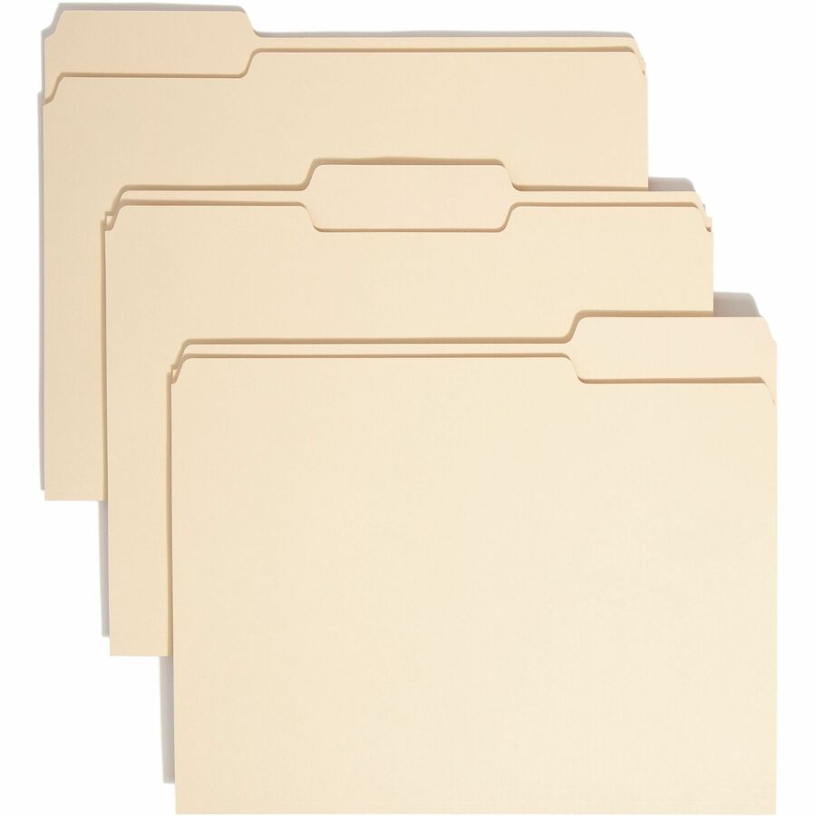 Smead 1/3 Tab Cut Letter Top Tab File Folder - 8 1/2" x 11" - 3/4" Expansion - Top Tab Location - Assorted Tab Position - 11 pt. - 1 Plys - Manila - Acid-free, Rounded Corner - 100% Recycled - 100 / Box