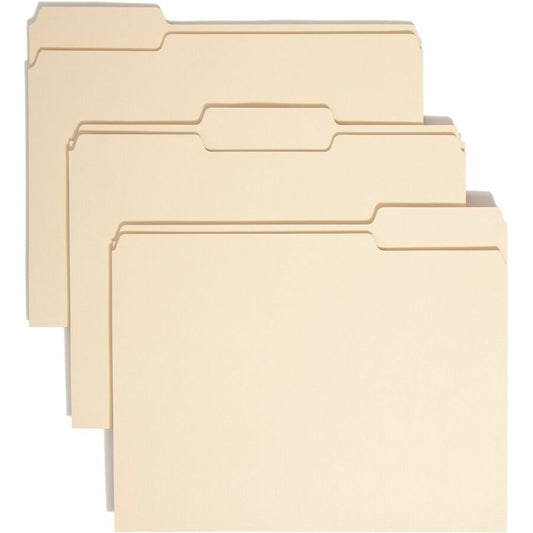 Smead 1/3 Tab Cut Letter Top Tab File Folder - 8 1/2" x 11" - 3/4" Expansion - Top Tab Location - Assorted Tab Position - 11 pt. - 1 Plys - Manila - Acid-free, Rounded Corner - 100% Recycled - 100 / Box