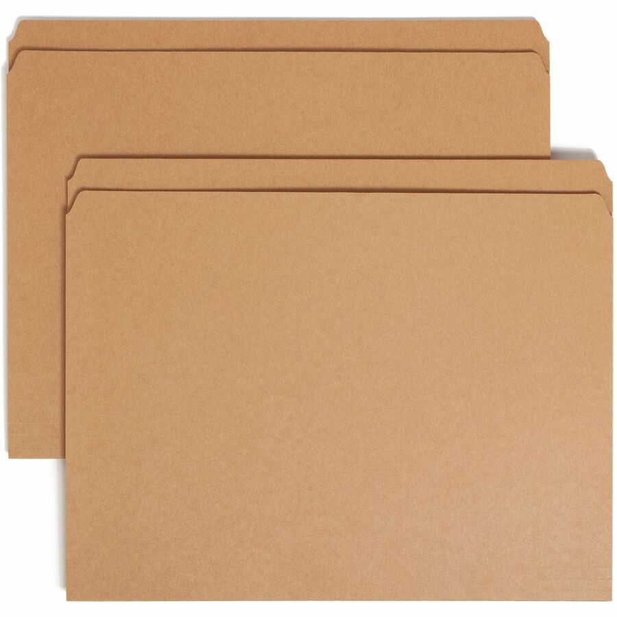 Smead Straight Tab Cut Letter Top Tab File Folder - 8 1/2" x 11" - 3/4" Expansion - 11 pt. - 2 Plys - Kraft - 10% Recycled - 100 / Box