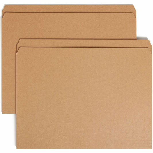 Smead Straight Tab Cut Letter Top Tab File Folder - 8 1/2" x 11" - 3/4" Expansion - 11 pt. - 2 Plys - Kraft - 10% Recycled - 100 / Box