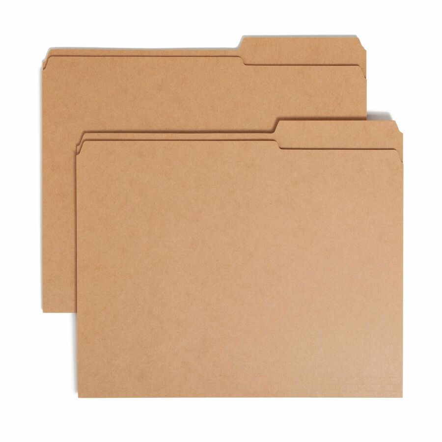 Smead 2/5 Tab Cut Letter Top Tab File Folder - 8 1/2" x 11" - 3/4" Expansion - Top Tab Location - Right Tab Position - 11 pt. - 2 Plys - Kraft - 10% Recycled - 100 / Box