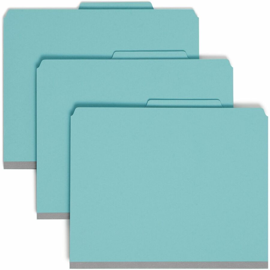 Smead SafeSHIELD 2/5 Tab Cut Letter Recycled Classification Folder - 8 1/2" x 11" - 3" Expansion - 2 x 2S Fastener - 2" for Folder - Top Tab Location - Right of Center Tab Position - 3 Divider - 25 pt. - Pressboard - Blue - Heavy Duty, Tear Resistant...