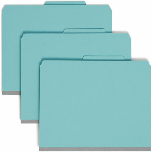Smead SafeSHIELD 2/5 Tab Cut Letter Recycled Classification Folder - 8 1/2" x 11" - 3" Expansion - 2 x 2S Fastener - 2" for Folder - Top Tab Location - Right of Center Tab Position - 3 Divider - 25 pt. - Pressboard - Blue - Heavy Duty, Tear Resistant...