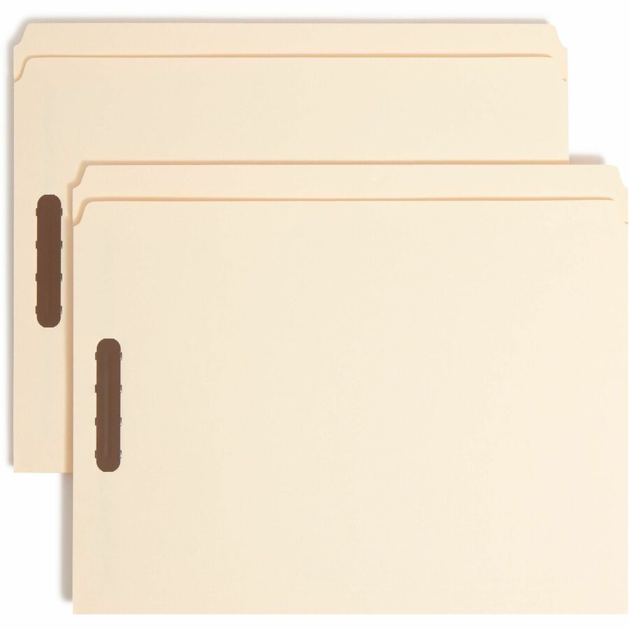 Smead Straight Tab Cut Letter Fastener Folder - 8 1/2" x 11" - 3/4" Expansion - 2 x 2K Fastener - 2" for Folder - 11 pt. - 2 Plys - Manila - Reinforced Tab - 10% Recycled - 50 / Box
