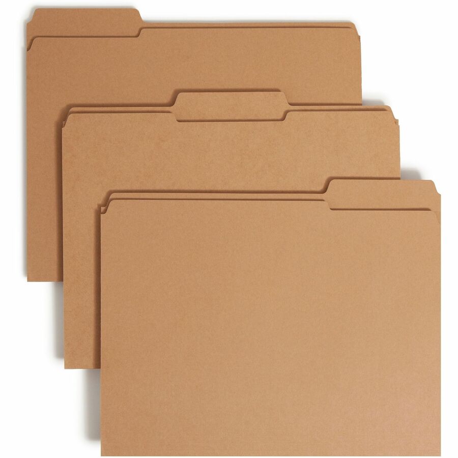 Smead Straight Tab Cut Letter Fastener Folder - 8 1/2" x 11" - 3/4" Expansion - 1 x 2K Fastener - 2" for Folder - Top Tab Location - Assorted Tab Position - 11 pt. - 2 Plys - Kraft - Wear Resistant, Tear Resistant, Heavy Duty, Reinforced Tab, Rounded C...