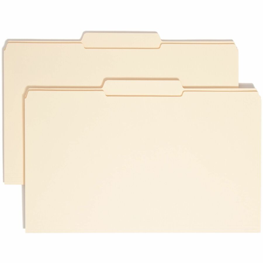 Smead 1/3 Tab Cut Legal Top Tab File Folder - 8 1/2" x 14" - 3/4" Expansion - Top Tab Location - Center Tab Position - 11 pt. - 2 Plys - Manila - Reinforced, Rounded Corner, Durable, Reinforced Tab - 10% Recycled - 100 / Box