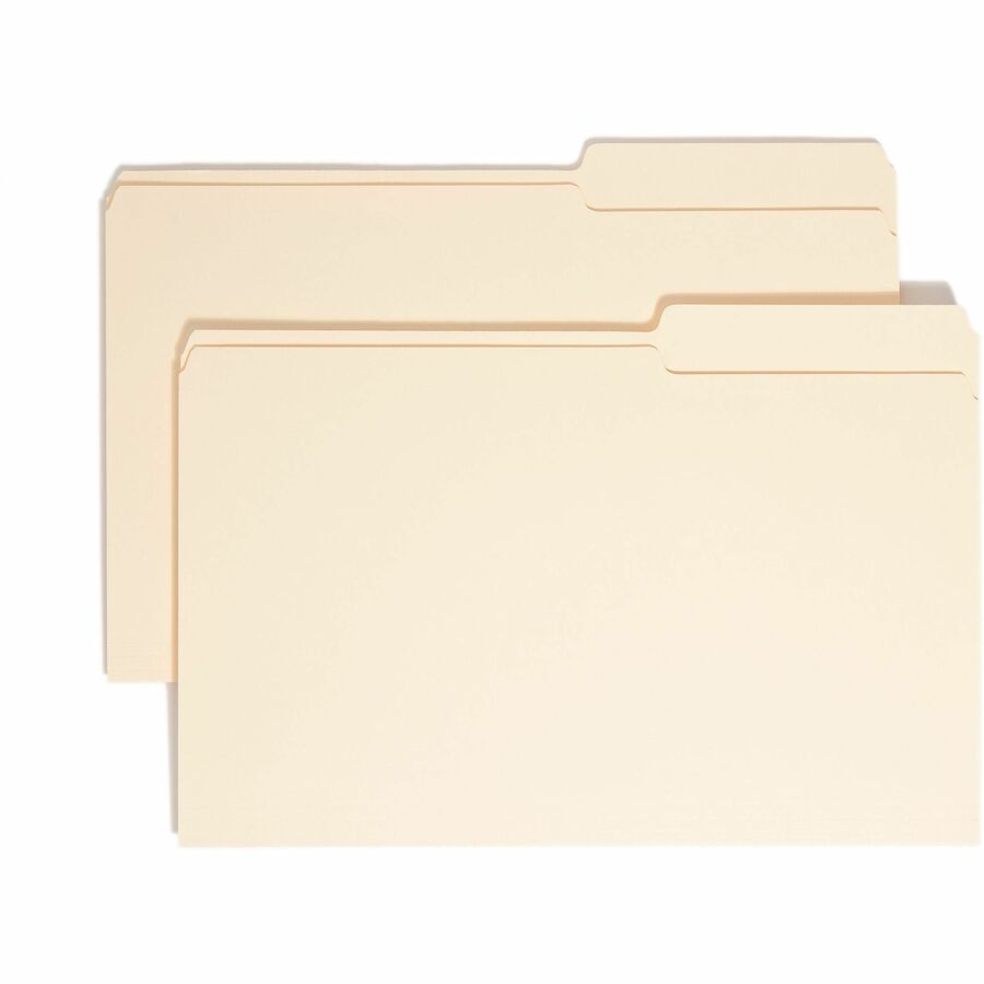 Smead 2/5 Tab Cut Legal Top Tab File Folder - 8 1/2" x 14" - 3/4" Expansion - Top Tab Location - Right Tab Position - 11 pt. - 1 Plys - Manila - Rounded Corner - 10% Recycled - 100 / Box
