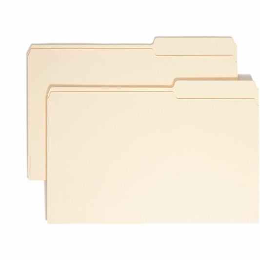 Smead 2/5 Tab Cut Legal Top Tab File Folder - 8 1/2" x 14" - 3/4" Expansion - Top Tab Location - Right Tab Position - 11 pt. - 1 Plys - Manila - Rounded Corner - 10% Recycled - 100 / Box