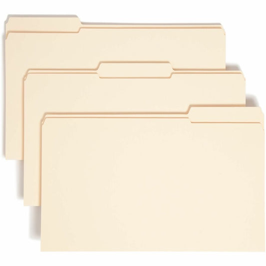 Smead 1/3 Tab Cut Legal Expanding File - 8 1/2" x 14" - 1 1/2" Expansion - Top Tab Location - Assorted Tab Position - 14 pt. - 2 Plys - Manila - 10% Recycled - 50 / Box