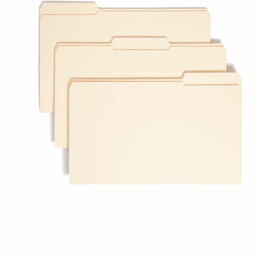Smead 1/3 Tab Cut Legal Top Tab File Folder - 8 1/2" x 14" - 3/4" Expansion - Top Tab Location - Assorted Tab Position - 14 pt. - 2 Plys - Manila - Reinforced Tab - 10% Recycled - 100 / Box