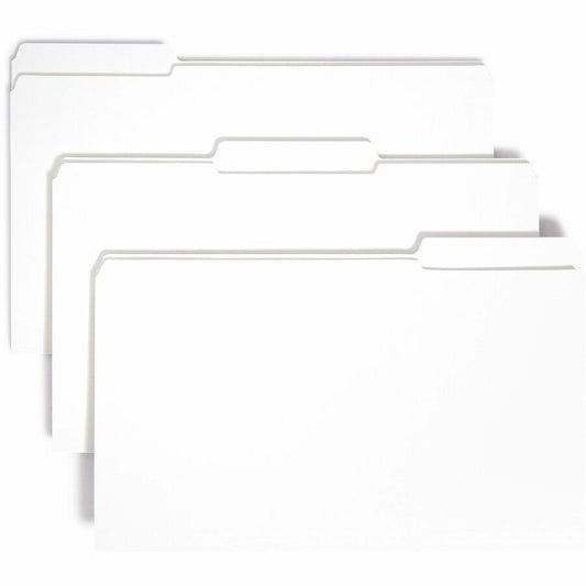 Smead Colored 1/3 Tab Cut Legal Top Tab File Folder - 8 1/2" x 14" - 3/4" Expansion - Top Tab Location - Assorted Tab Position - 11 pt. - 2 Plys - White - 10% Recycled - 100 / Box