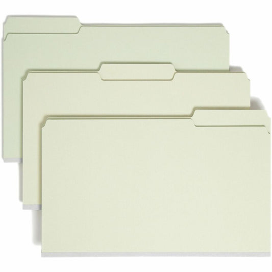 Smead 1/3 Tab Cut Legal Top Tab File Folder - 8 1/2" x 14" - 1" Expansion - Top Tab Location - Assorted Tab Position - 25 pt. - Pressboard - Gray, Green - Heavy Duty, Rounded Corner, Wear Resistant, Tear Resistant - 60% Recycled - 25 / Box