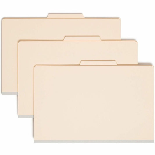 Smead 2/5 Tab Cut Legal Classification Folder - 8 1/2" x 14" - 2" Expansion - 2 x 2B Fastener - 2" for Folder - Top Tab Location - Right of Center Tab Position - 1 Divider - 18 pt. - 2 Plys - Manila - Tear Resistant - 10% Recycled - 10 / Box