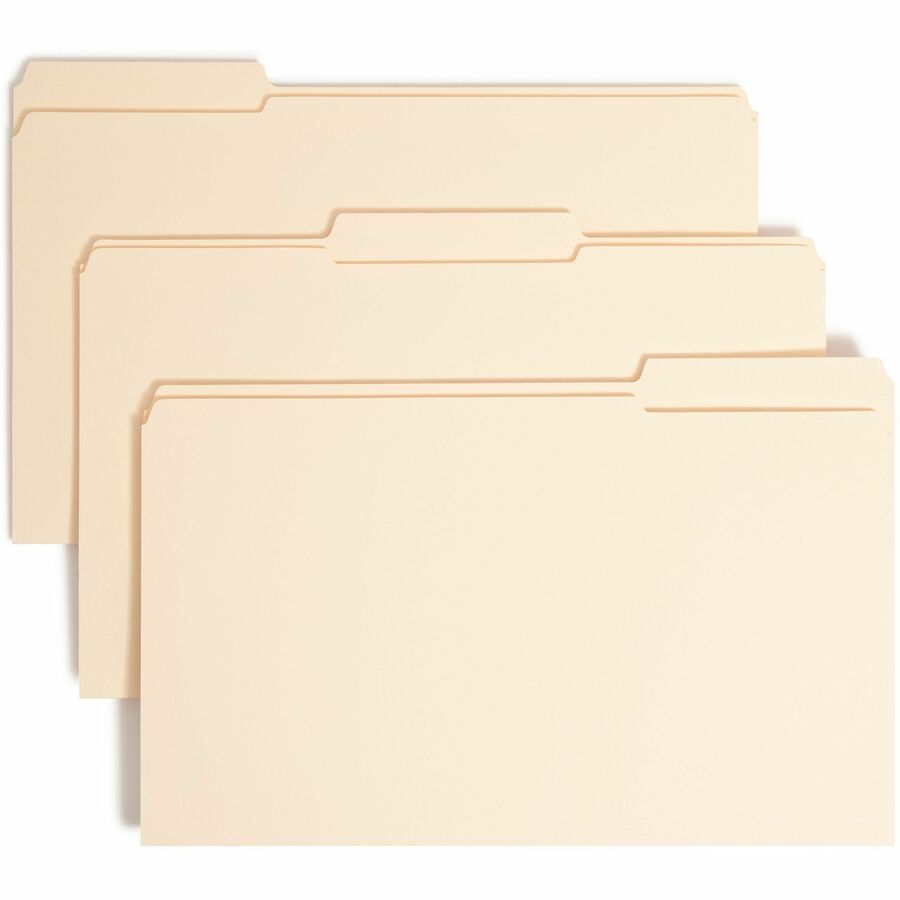 Smead 1/3 Tab Cut Legal Fastener Folder - 8 1/2" x 14" - 3/4" Expansion - 1 x 2K Fastener - 2" for Folder - Top Tab Location - Assorted Tab Position - 11 pt. - 2 Plys - Manila - Reinforced Tab - 10% Recycled - 50 / Box