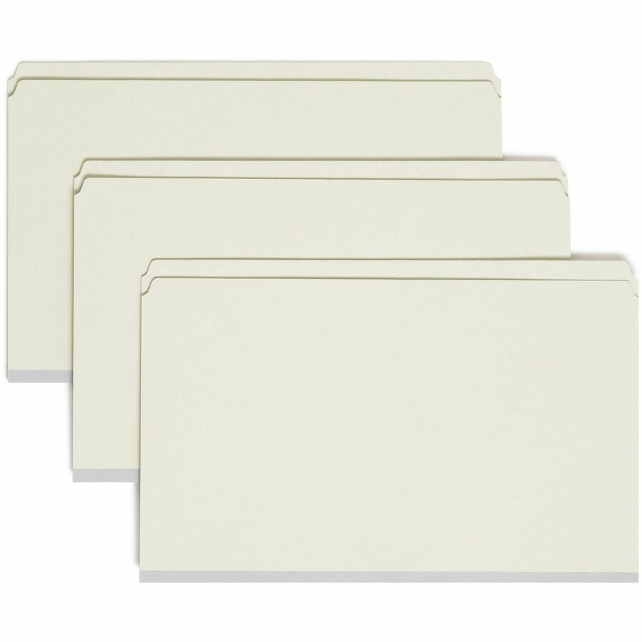 Smead Straight Tab Cut Legal Fastener Folder - 8 1/2" x 14" - 2" Expansion - 2 x 2S Fastener - 2" for Folder - 25 pt. - Pressboard - Gray, Green - Tear Resistant - 60% Recycled - 25 / Box
