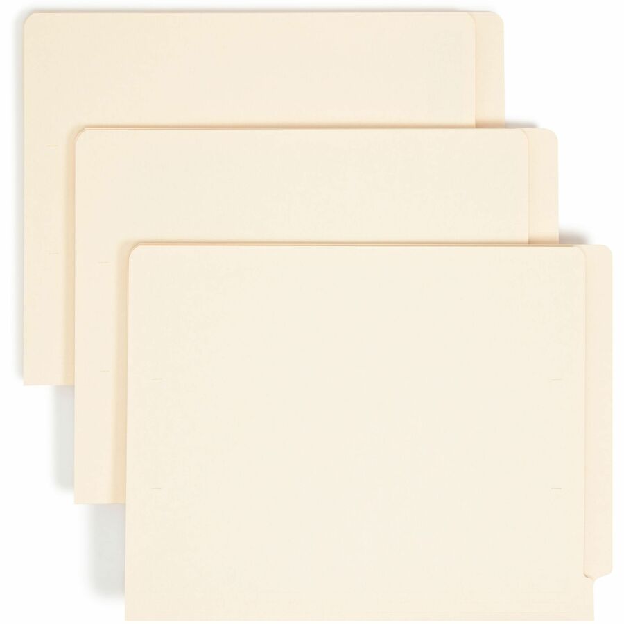 Smead Shelf-Master Straight Tab Cut Letter End Tab File Folder - 8 1/2" x 11" - 3/4" Expansion - 11 pt. - 2 Plys - Manila - Reinforced Tab, Embossed - 10% Recycled - 100 / Box