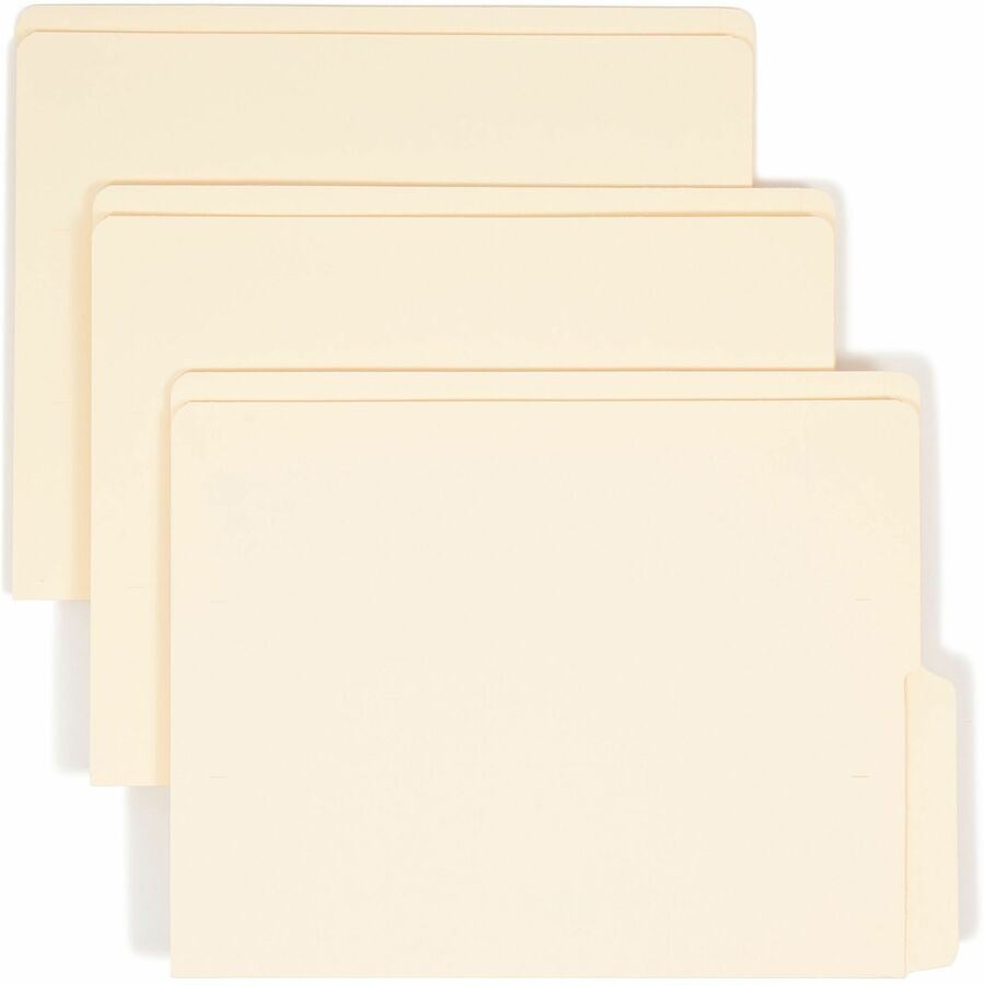 Smead Shelf-Master 1/2 Tab Cut Letter End Tab File Folder - 8 1/2" x 11" - 3/4" Expansion - End Tab Location - Bottom Tab Position - 11 pt. - 2 Plys - Manila - Reinforced - 10% Recycled - 100 / Box