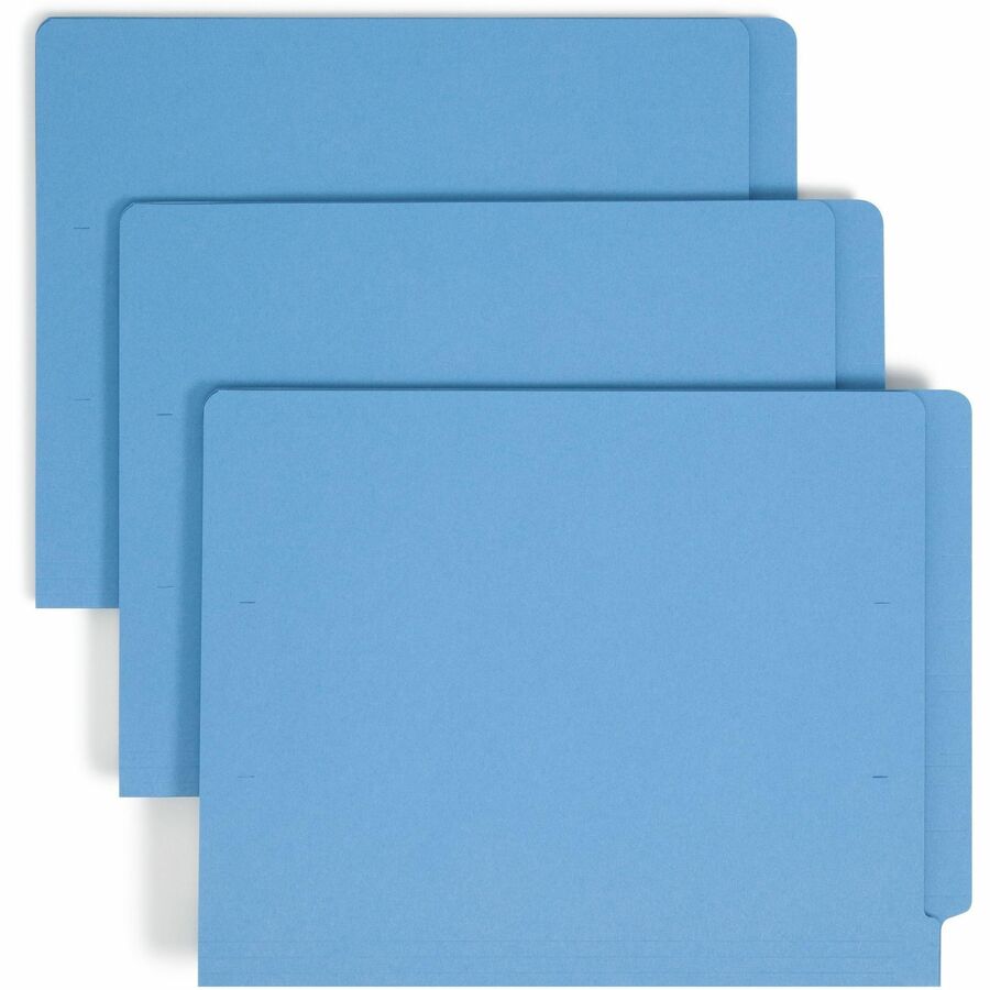 Smead Shelf-Master Straight Tab Cut Letter End Tab File Folder - 8 1/2" x 11" - 3/4" Expansion - 11 pt. - 2 Plys - Blue - Heavy Duty, Reinforced Tab - 10% Recycled - 100 / Box