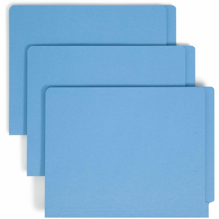 Smead Shelf-Master Straight Tab Cut Letter Fastener Folder - 8 1/2" x 11" - 3/4" Expansion - 2 x 2B Fastener - 2" for Folder - End Tab Location - 11 pt. - 2 Plys - Blue - 10% Recycled - 50 / Box