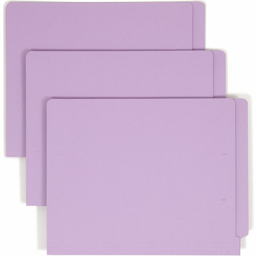 Smead Shelf-Master Straight Tab Cut Letter End Tab File Folder - 8 1/2" x 11" - 3/4" Expansion - 11 pt. - 2 Plys - Lavender - Heavy Duty, Reinforced Tab - 10% Recycled - 100 / Box