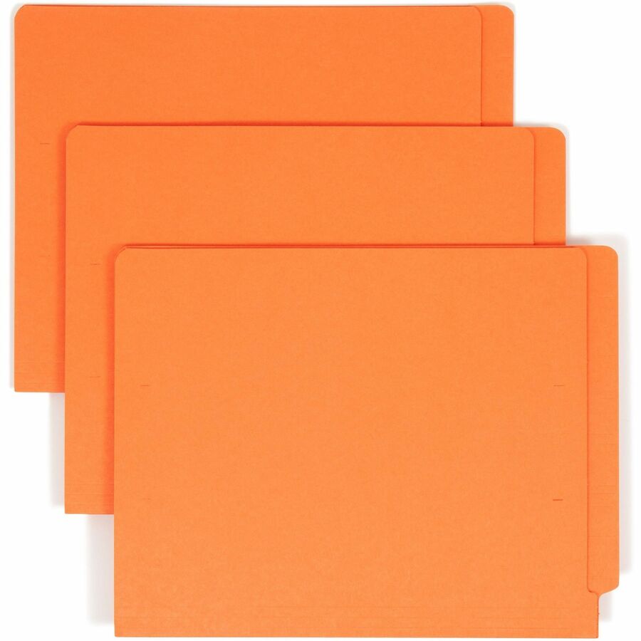 Smead Shelf-Master Straight Tab Cut Letter End Tab File Folder - 8 1/2" x 11" - 3/4" Expansion - 11 pt. - 2 Plys - Orange - Heavy Duty, Reinforced Tab - 10% Recycled - 100 / Box
