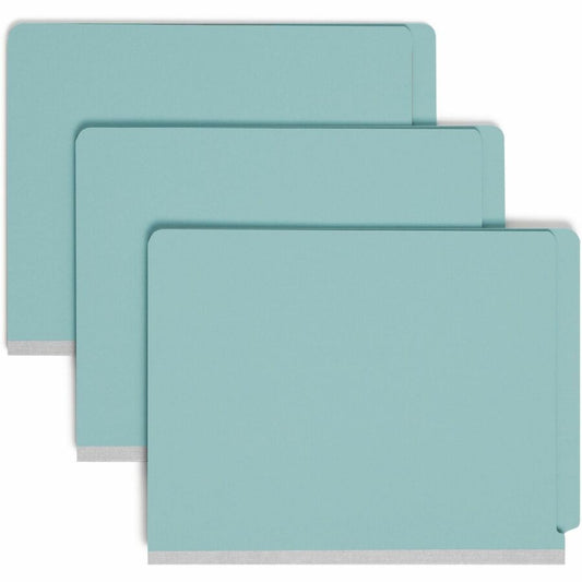 Smead Straight Tab Cut Letter Classification Folder - 8 1/2" x 11" - 2" Expansion - 2 x 2S Fastener - 2" for Folder - End Tab Location - 2 Divider - 25 pt. - Pressboard - Blue - 50% Recycled - 10 / Box