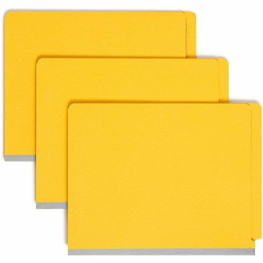 Smead Straight Tab Cut Letter Classification Folder - 8 1/2" x 11" - 2" Expansion - 2 x 2S Fastener - 2" for Folder - End Tab Location - 2 Divider - 23 pt. - Pressboard - Yellow - 50% Recycled - 10 / Box