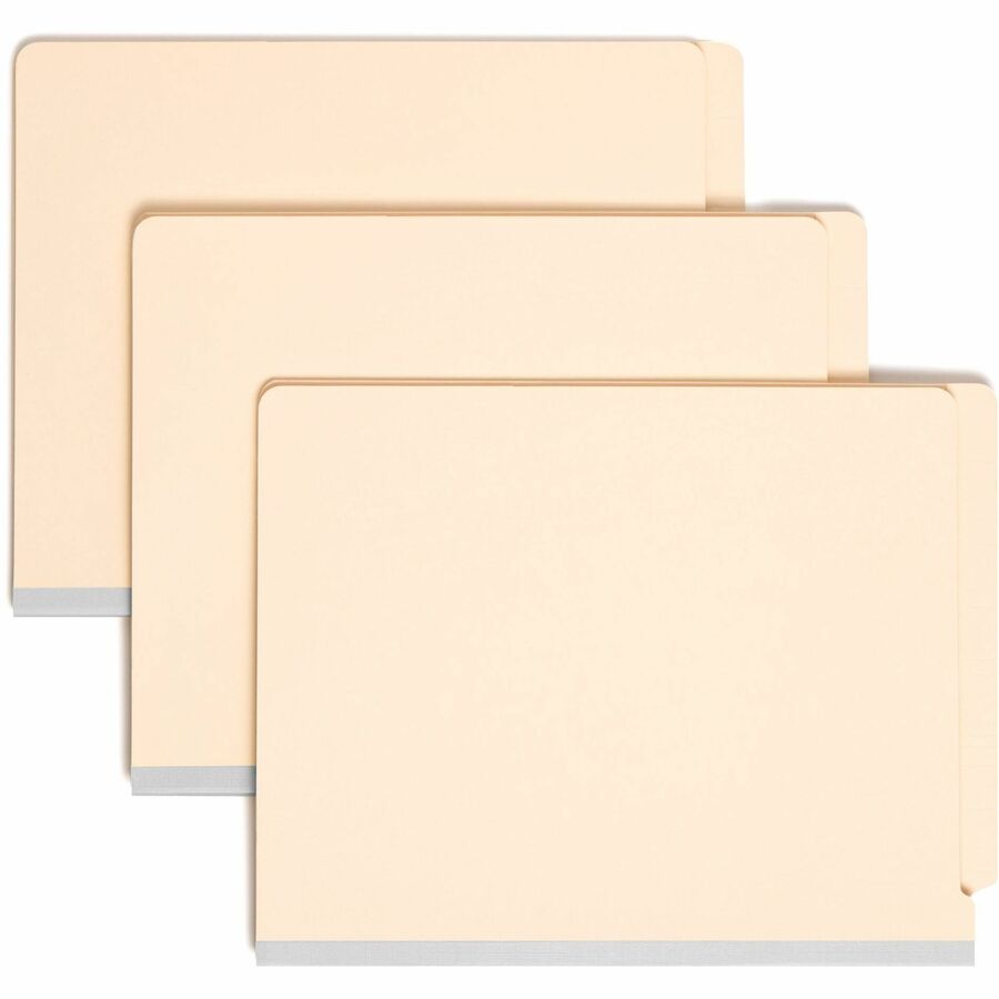 Smead Straight Tab Cut Letter Classification Folder - 8 1/2" x 11" - 2" Expansion - 2 x 2B Fastener - 2" for Folder - End Tab Location - 2 Divider - 18 pt. - 2 Plys - Pressboard - Manila - Locking Mechanism - 10% Recycled - 10 / Box