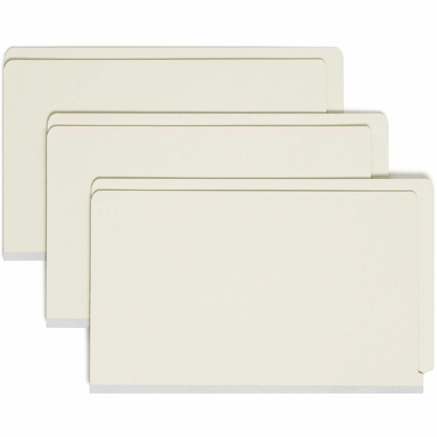 Smead Straight Tab Cut Legal End Tab File Folder - 8 1/2" x 14" - 2" Expansion - End Tab Location - 25 pt. - 2 Plys - Pressboard - Gray, Green - Heavy Duty - 60% Recycled - 25 / Box