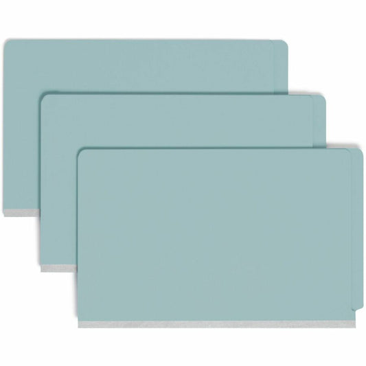 Smead Legal Classification Folder - 8 1/2" x 14" - 2" Expansion - 2 x 2S Fastener - 2" for Folder - End Tab Location - 2 Divider - 25 pt. - Pressboard - Blue - 100% Recycled - 10 / Box