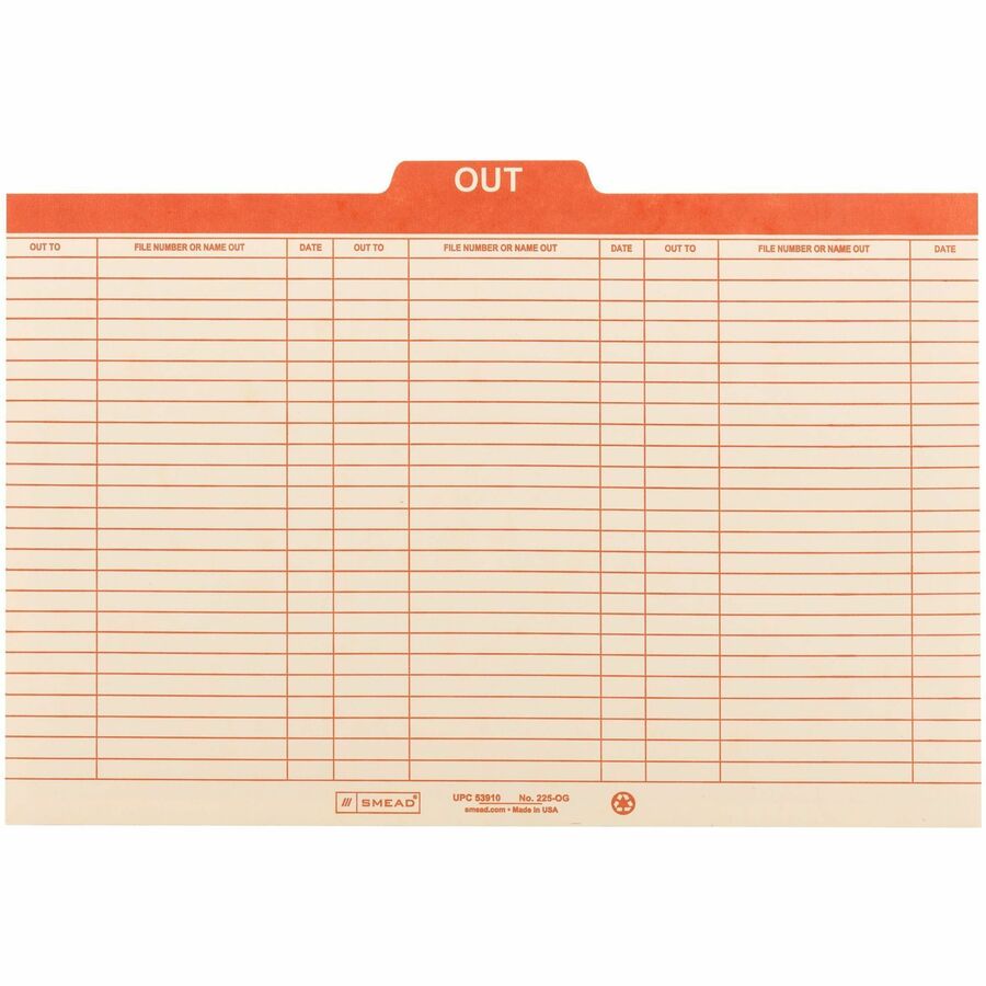 Smead 1/5 Tab Cut Legal Top Tab File Folder - 8 1/2" x 14" - 1" Expansion - Top Tab Location - Center Tab Position - 18 pt. - Manila - Preprinted - 10% Recycled - 100 / Box