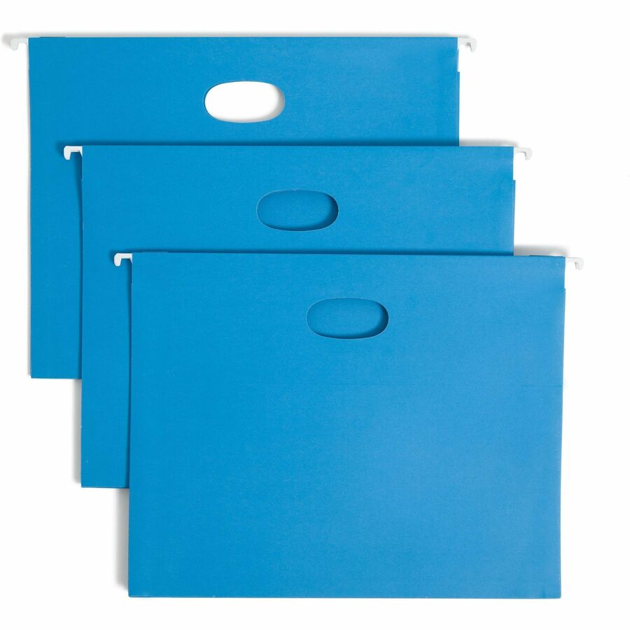 Smead 1/5 Tab Cut Letter Hanging Folder - 8 1/2" x 11" - 2" Expansion - Top Tab Location - Assorted Tab Position - 11 pt. - Vinyl - Sky Blue - Hanging System - 10% Recycled - 25 / Box