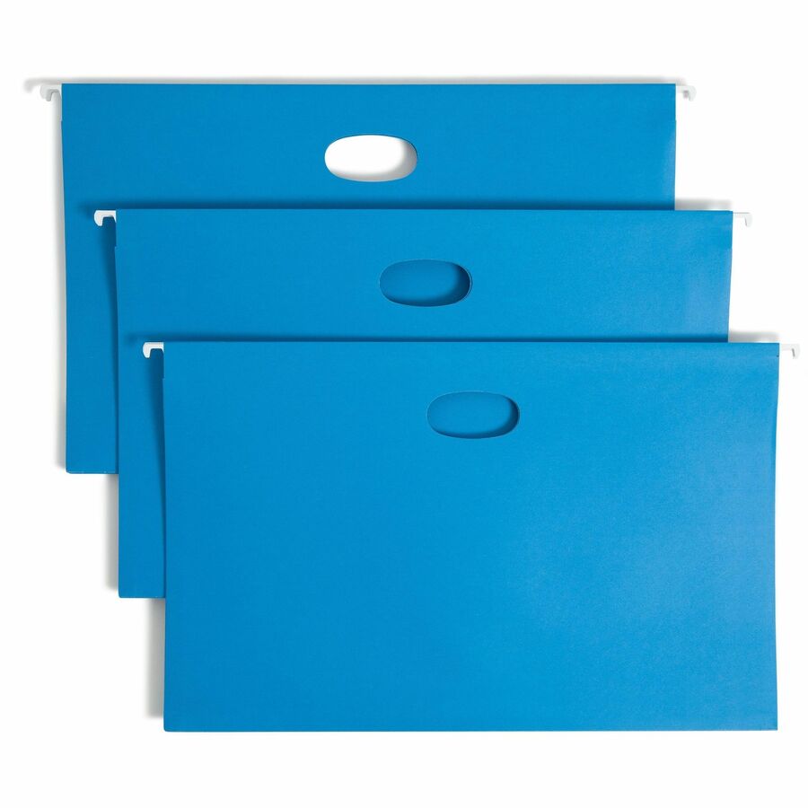 Smead 1/5 Tab Cut Legal Hanging Folder - 8 1/2" x 14" - 3" Expansion - Top Tab Location - Assorted Tab Position - 11 pt. - Vinyl - Sky Blue - Hanging System - 10% Recycled - 25 / Box