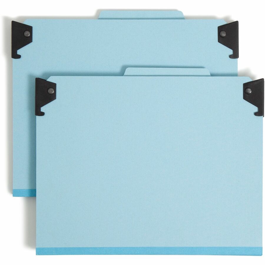 Smead 2/5 Tab Cut Letter Hanging Folder - 8 1/2" x 11" - 2" Expansion - 2 x 2S Fastener - 2" for Folder - Top Tab Location - Right of Center Tab Position - 2 Divider - 25 pt. - Pressboard - Blue - Hanging System, Heavy Duty, Rivet, Tear Resistant - 50%...