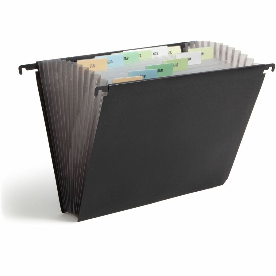 Smead Letter Expanding File - 8 1/2" x 11" - 7/8" Expansion - 13 Pocket - 12 Divider - Polypropylene - Black - 1 Each
