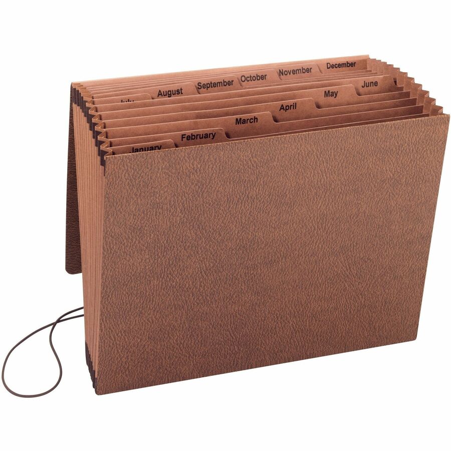 Smead Letter Expanding File - 8 1/2" x 11" - 7/8" Expansion - 12 Pocket - Redrope - Reinforced - 30% Recycled - 1 Each