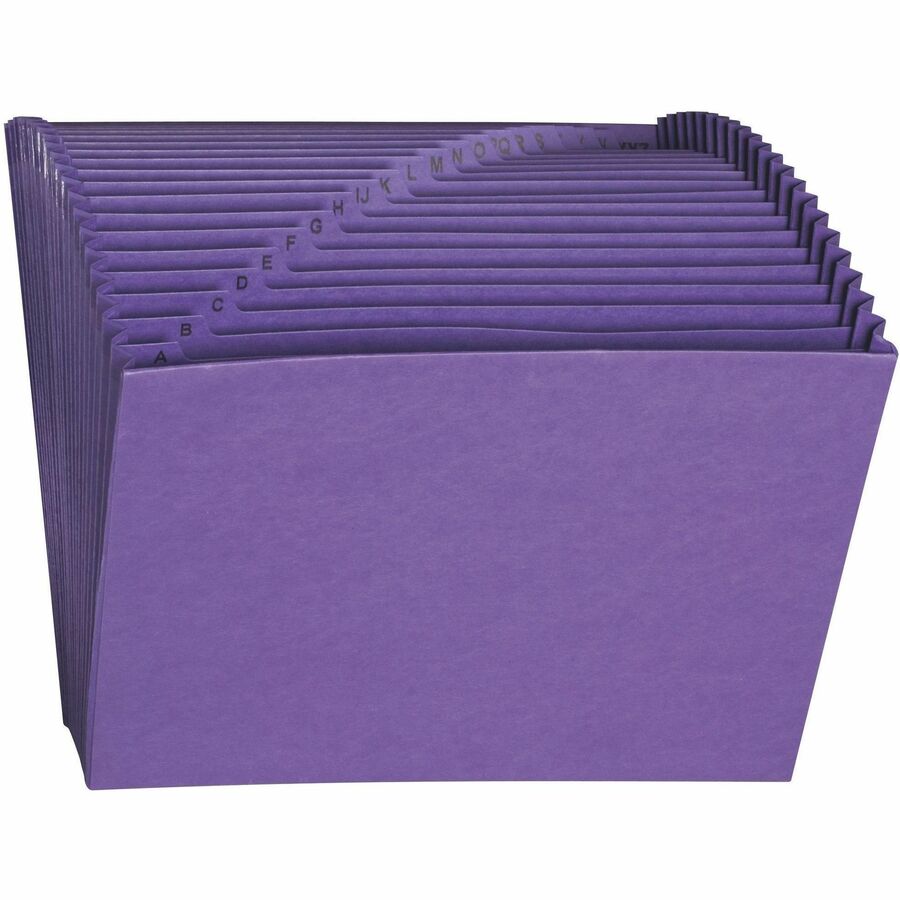 Smead Letter Expanding File - 8 1/2" x 11" - 7/8" Expansion - 21 Pocket - 2 Plys - Purple - Reinforced Gusset - 10% Recycled - 1 Each