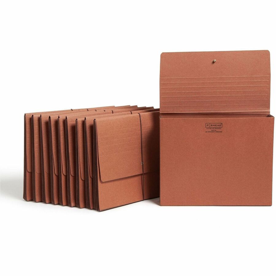 Smead Letter File Wallet - 8 1/2" x 11" - 3 1/2" Expansion - Redrope - Reinforced Gusset, Elastic Closure, Flap - 30% Recycled - 10 / Box