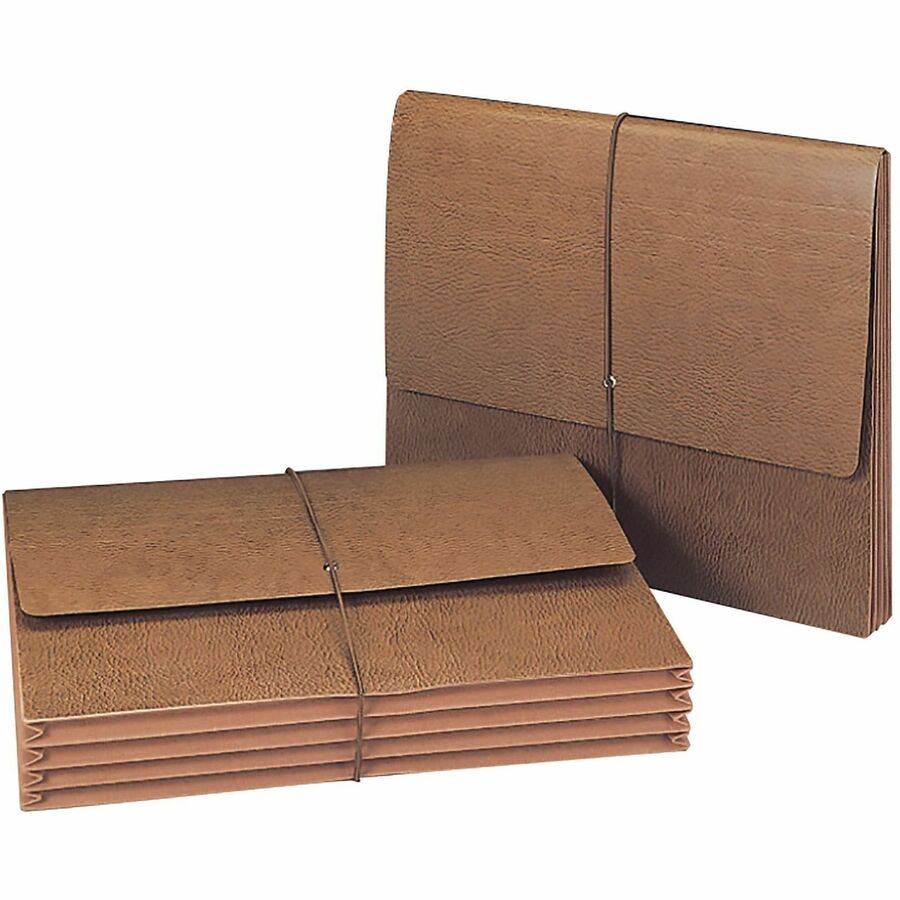 Smead Letter File Wallet - 8 1/2" x 11" - 3 1/2" Expansion - Tyvek, Leather - Redrope - Reinforced Gusset, Elastic Closure, Flap - 30% Recycled - 10 / Box