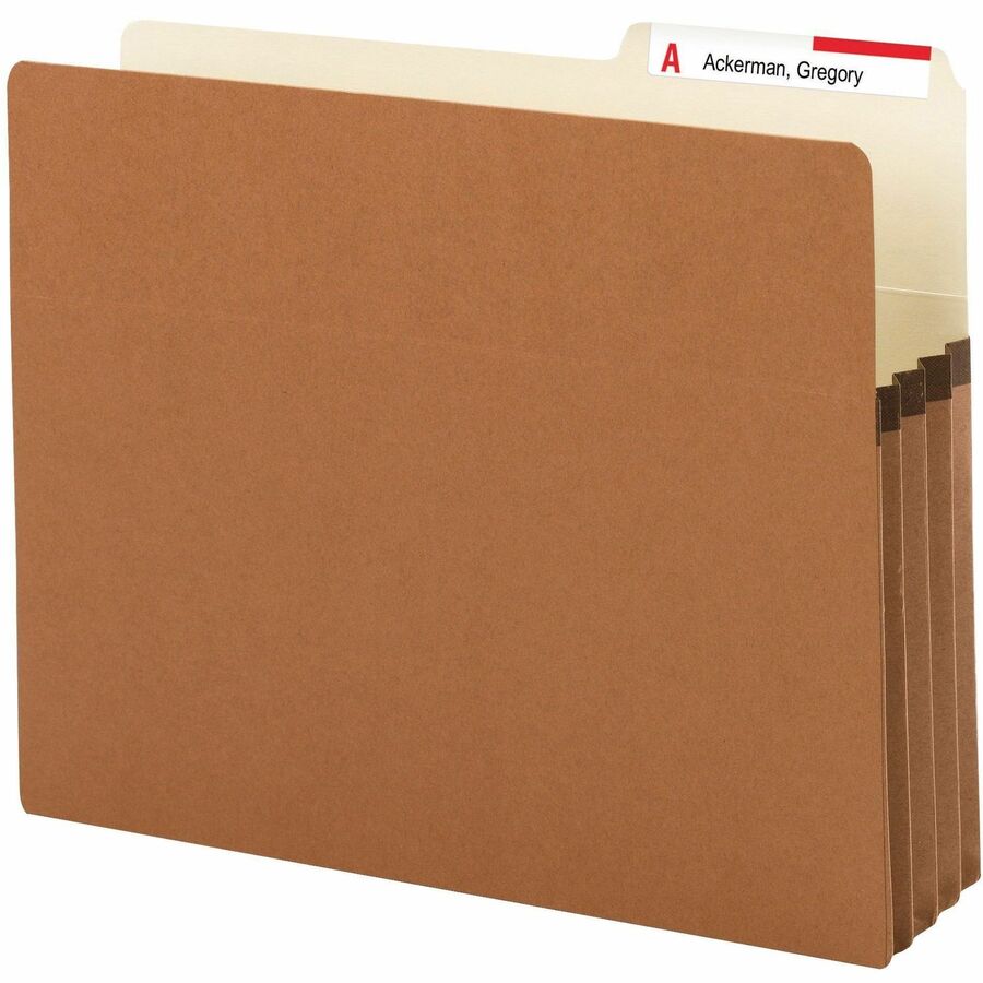 Smead 2/5 Tab Cut Letter File Pocket - 8 1/2" x 11" - 3 1/2" Expansion - Top Tab Location - Right Tab Position - 9 pt. - Redrope - Tear Proof, Reinforced Gusset, Durable - 30% Recycled - 25 / Box