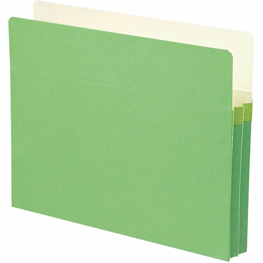 Smead Straight Tab Cut Letter File Pocket - 8 1/2" x 11" - 1 3/4" Expansion - Top Tab Location - 9 pt. - Card Stock - Green - Tear Resistant - 10% Recycled - 1 Each