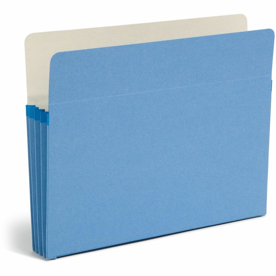 Smead Straight Tab Cut Letter File Pocket - 8 1/2" x 11" - 3 1/2" Expansion - Top Tab Location - 9 pt. - Blue - Tear Resistant - 10% Recycled - 1 Each