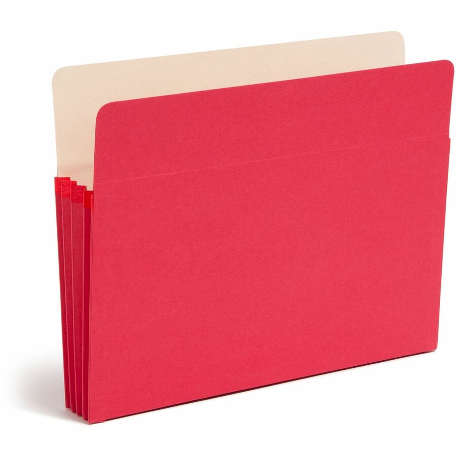 Smead Straight Tab Cut Letter File Pocket - 8 1/2" x 11" - 3 1/2" Expansion - Top Tab Location - 9 pt. - Red - Tear Resistant - 10% Recycled - 1 Each