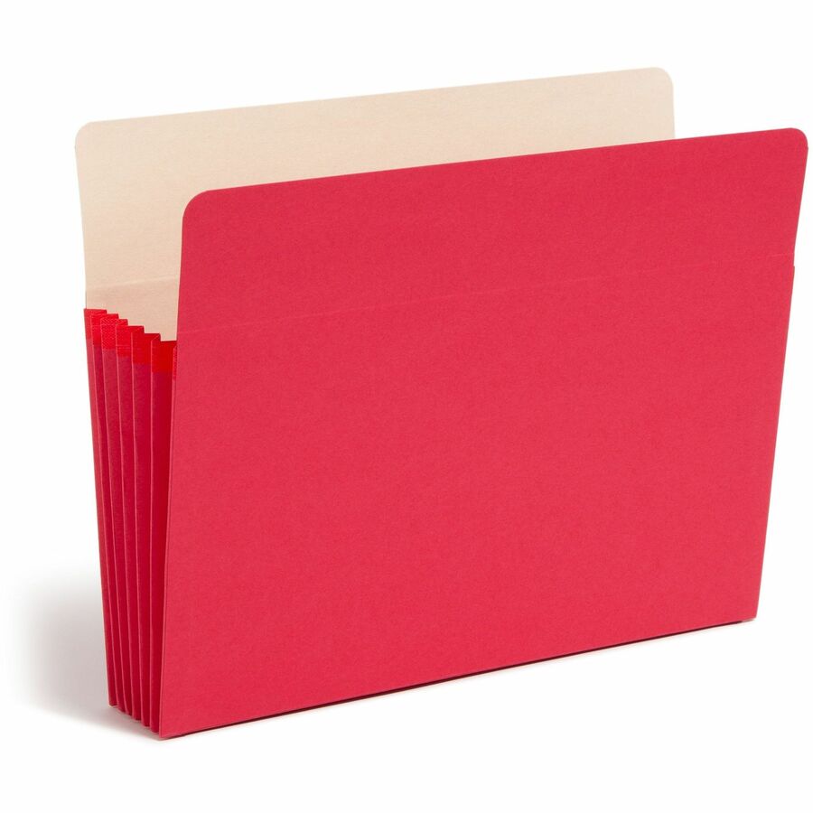 Smead Straight Tab Cut Letter File Pocket - 8 1/2" x 11" - 5 1/4" Expansion - Top Tab Location - Red - Tear Resistant - 10% Recycled - 1 Each