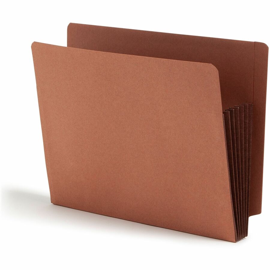 Smead Straight Tab Cut Letter File Pocket - 8 1/2" x 11" - 5 1/4" Expansion - 12.5 pt. - 2 Plys - Dark Brown - Embossed, Tear Resistant - 30% Recycled - 10 / Box