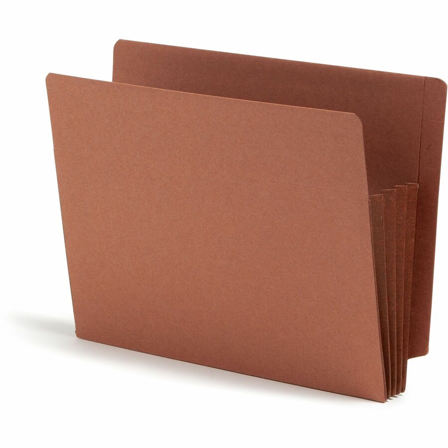 Smead TUFF Straight Tab Cut Letter File Pocket - 8 1/2" x 11" - 3 1/2" Expansion - 2 Plys - Redrope - Rip Resistant, Tear Resistant, Reinforced Tab, Heavyweight Cover - 30% Recycled - 10 / Box