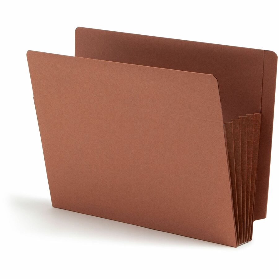 Smead TUFF Straight Tab Cut Letter File Pocket - 8 1/2" x 11" - 5 1/4" Expansion - 16.5 pt. - 2 Plys - Redrope - Rip Resistant, Tear Resistant, Reinforced Tab, Heavyweight Cover - 30% Recycled - 10 / Box