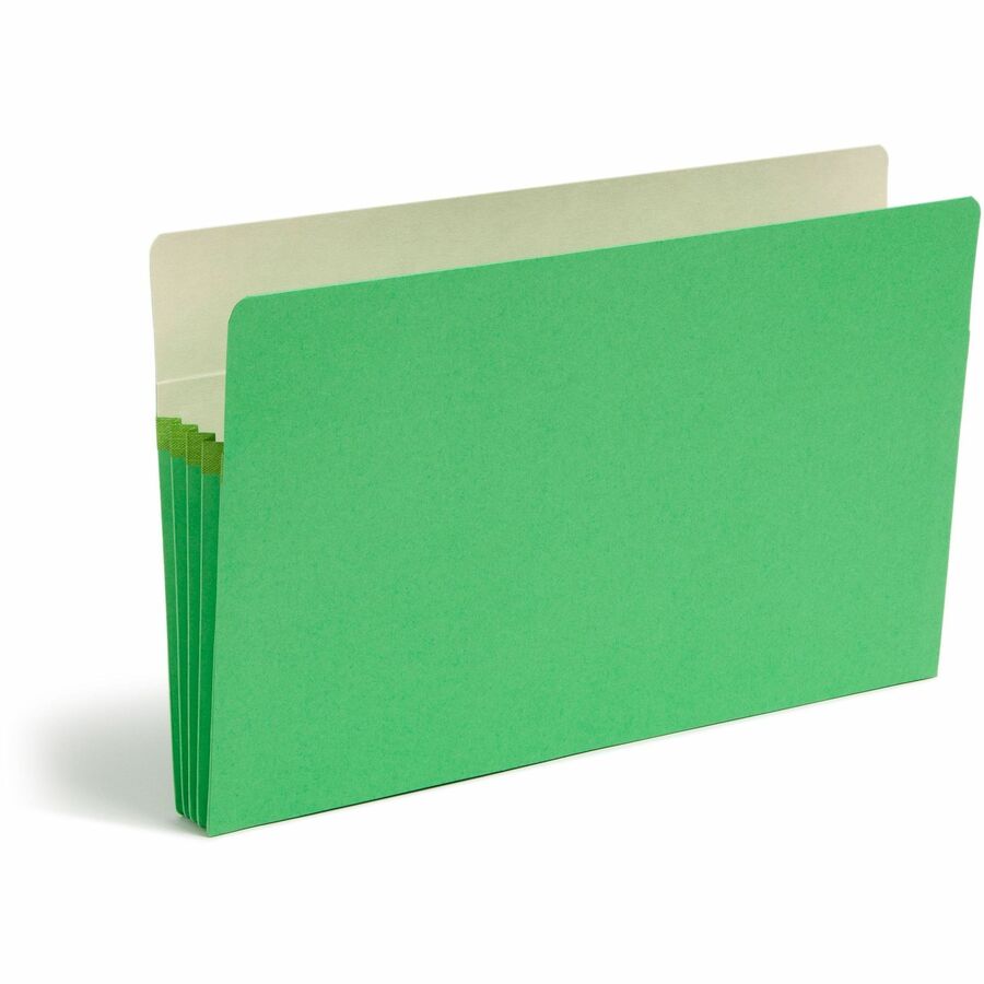 Smead TUFF Pocket Straight Tab Cut Legal File Pocket - 8 1/2" x 14" - 3 1/2" Expansion - Top Tab Location - Tyvek - Green - 10% Recycled - 25 / Box