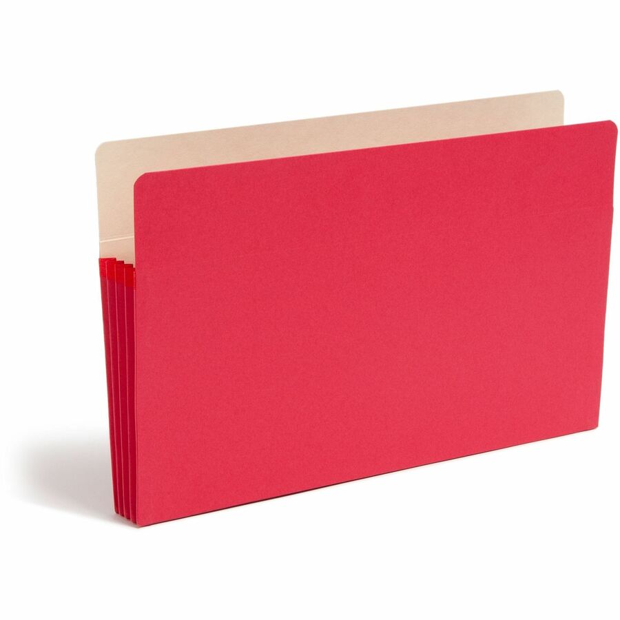 Smead Straight Tab Cut Legal File Pocket - 8 1/2" x 14" - 3 1/2" Expansion - Top Tab Location - Red - Tear Resistant - 10% Recycled - 25 / Box