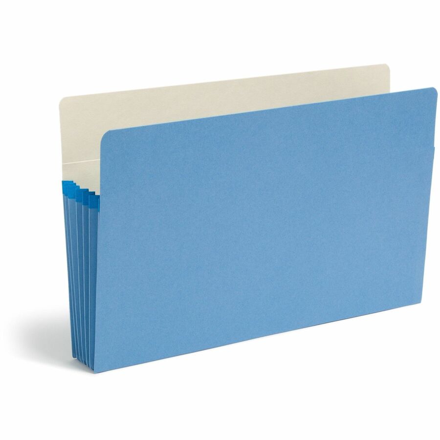 Smead Colored Straight Tab Cut Legal File Pocket - 8 1/2" x 14" - 5 1/4" Expansion - Top Tab Location - 9 pt. - Card Stock - Blue - Tear Resistant - 10% Recycled - 1 Each